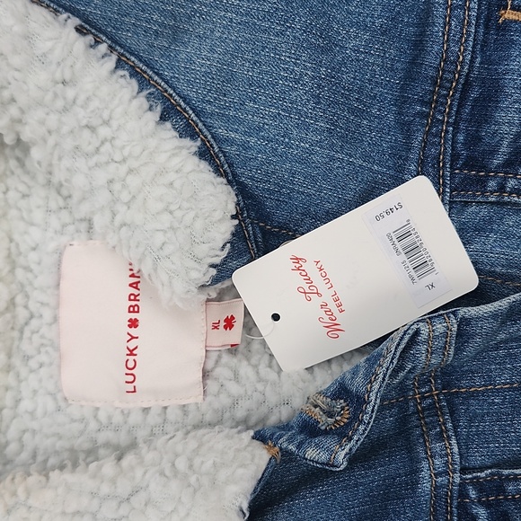 Lucky Brand Blue Jean Jacket with White Sherpa Inside NWT! Women's Large! Nice! - Picture 3 of 3